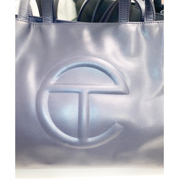 TELFAR MEDIUM Shopping Bag - NAVY 15” x 19” Shopper Tote - Picture 2 of 15